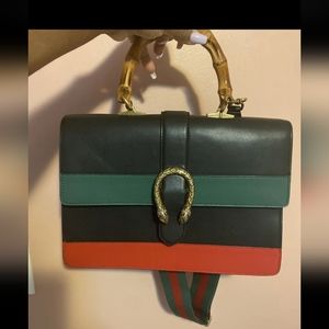 Perfect Condition GUCCI DIONYSUS BAMBOO TOP HANDLE BAG COLOR BLOCK LEATHER LARGE